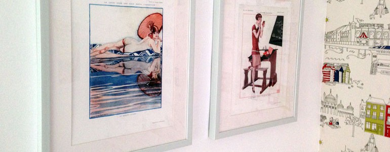 Framed French vintage prints