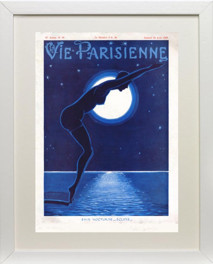 Framed example - Bain nocturne Eclipse 1929 - La Vie Parisienne Print