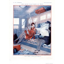 Full design - Une jeune fille dans le train 1926 - La Vie Parisienne Print
